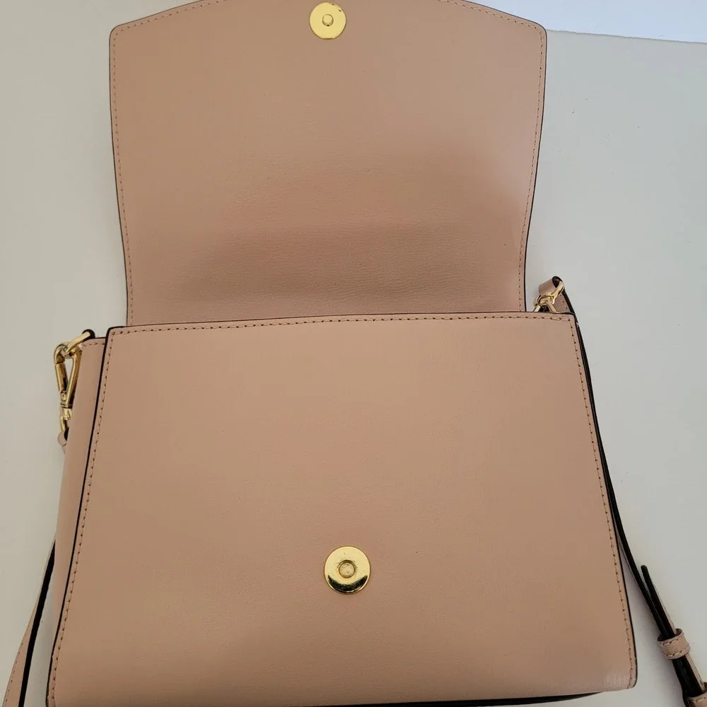 Michael Kors Blush Pink Leather Crossbody Bag Gold Hardware Flap Top Messenger